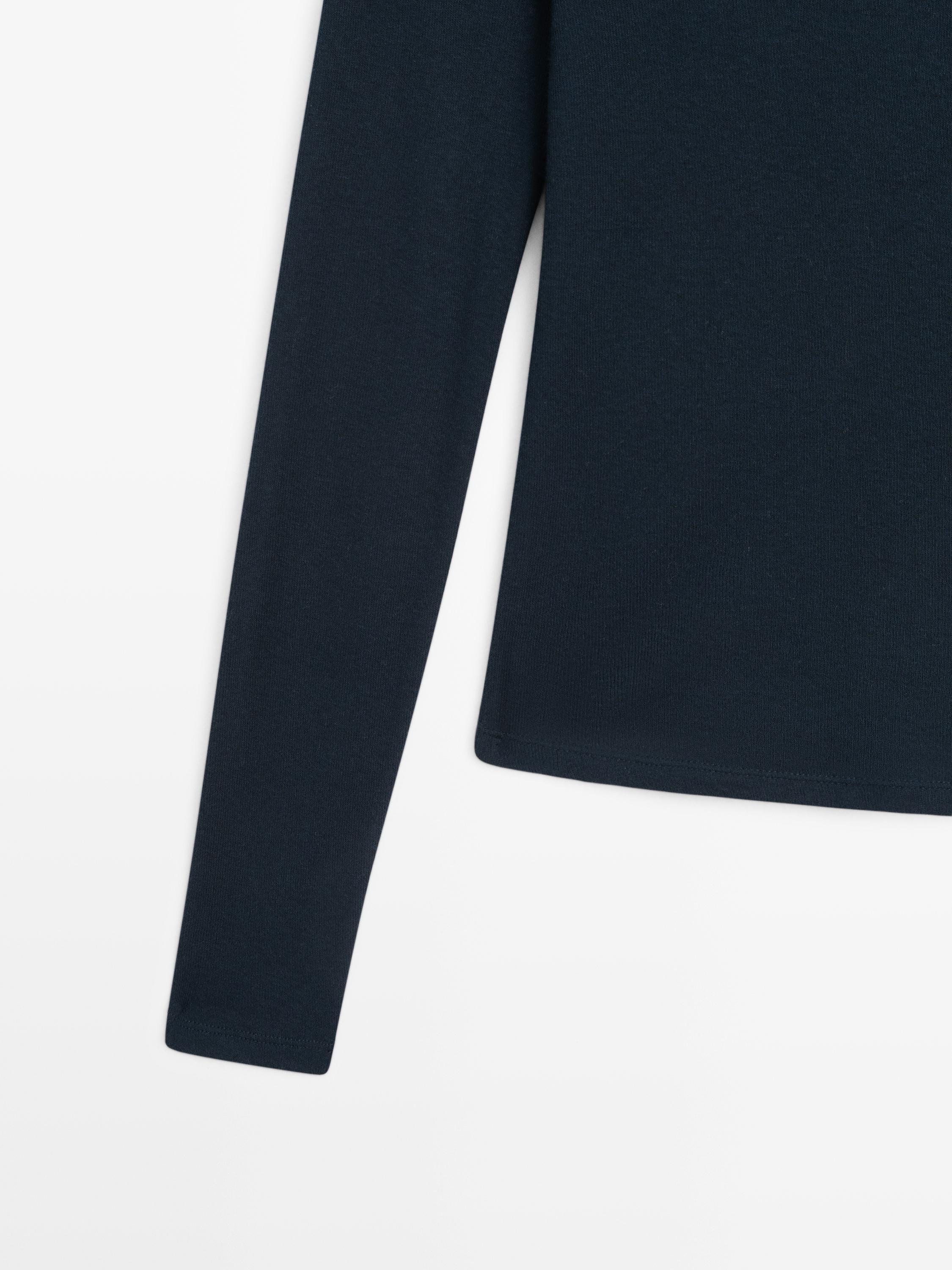 Long-sleeve cotton blend T-shirt